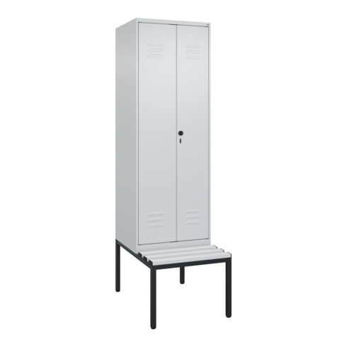 C+P PSA Doppel-Spind Classic PLUS, Bank, 2 Abteile, 2120x600x815mm, 7035/7035 Verschluss Sicherheits-Drehriegel Sitzbanktyp untergebaut Material Sitzfläche Kunststoff