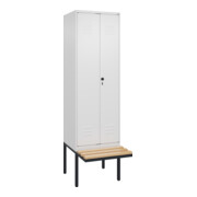 C+P PSA Doppel-Spind Classic PLUS, Bank, 2 Abteile, 2120x600x815mm, 9016/9016 Verschluss Sicherheits-Drehriegel Sitzbanktyp auskragend Material Sitzfläche Buche-Hartholz