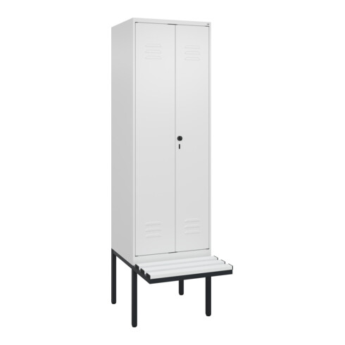 C+P PSA Doppel-Spind Classic PLUS, Bank, 2 Abteile, 2120x600x815mm, 9016/9016 Verschluss Sicherheits-Drehriegel Sitzbanktyp auskragend Material Sitzfläche Kunststoff
