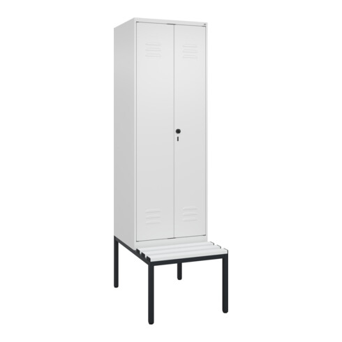 C+P PSA Doppel-Spind Classic PLUS, Bank, 2 Abteile, 2120x600x815mm, 9016/9016 Verschluss Sicherheits-Drehriegel Sitzbanktyp untergebaut Material Sitzfläche Kunststoff