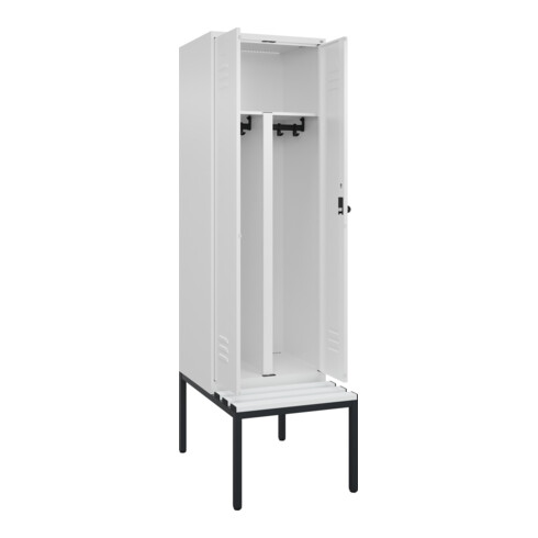 C+P PSA Doppel-Spind Classic PLUS, Bank, 2 Abteile, 2120x600x815mm, 9016/9016 Verschluss Sicherheits-Drehriegel Sitzbanktyp untergebaut Material Sitzfläche Kunststoff