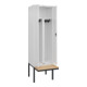 C+P PSA Doppel-Spind Classic PLUS, Bank, 2 Abteile, 2120x600x815mm, 9016/9016 Verschluss Zylinderschloss Sitzbanktyp auskragend Material Sitzfläche Buche-Hartholz