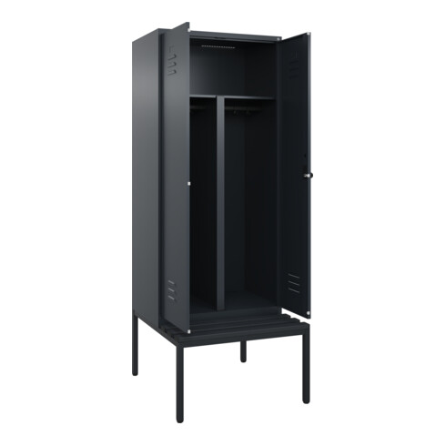 C+P PSA Doppel-Spind Classic PLUS, Bank, 2 Abteile, 2120x800x815mm, 7016/7016 Verschluss Sicherheits-Drehriegel Sitzbanktyp untergebaut Material Sitzfläche Kunststoff