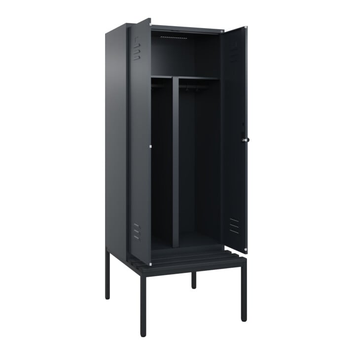 C+P PSA Doppel-Spind Classic PLUS, Bank, 2 Abteile, 2120x800x815mm, 7016/7016 Verschluss Sicherheits-Drehriegel Sitzbanktyp untergebaut Material Sitzfläche Kunststoff