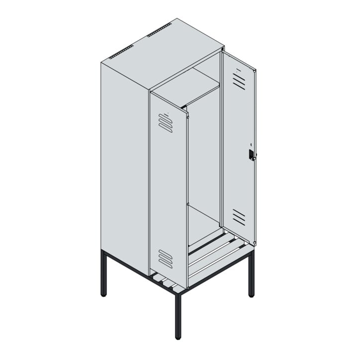 C+P PSA Doppel-Spind Classic PLUS, Bank, 2 Abteile, 2120x800x815mm, 7016/7016 Verschluss Sicherheits-Drehriegel Sitzbanktyp untergebaut Material Sitzfläche Kunststoff