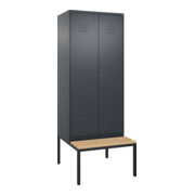 C+P PSA Doppel-Spind Classic PLUS, Bank, 2 Abteile, 2120x800x815mm, 7016/7016 Verschluss Zylinderschloss Sitzbanktyp untergebaut Material Sitzfläche Buche-Hartholz