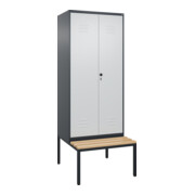 C+P PSA Doppel-Spind Classic PLUS, Bank, 2 Abteile, 2120x800x815mm, 7016/7035 Verschluss Sicherheits-Drehriegel Sitzbanktyp untergebaut Material Sitzfläche Buche-Hartholz