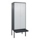 C+P PSA Doppel-Spind Classic PLUS, Bank, 2 Abteile, 2120x800x815mm, 7016/7035 Verschluss Zylinderschloss Sitzbanktyp auskragend Material Sitzfläche Kunststoff-1