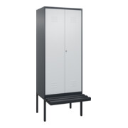 C+P PSA Doppel-Spind Classic PLUS, Bank, 2 Abteile, 2120x800x815mm, 7016/7035 Verschluss Zylinderschloss Sitzbanktyp auskragend Material Sitzfläche Kunststoff