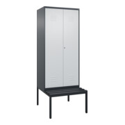 C+P PSA Doppel-Spind Classic PLUS, Bank, 2 Abteile, 2120x800x815mm, 7016/7035 Verschluss Zylinderschloss Sitzbanktyp untergebaut Material Sitzfläche Kunststoff