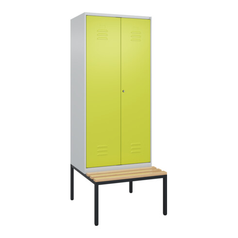C+P PSA Doppel-Spind Classic PLUS, Bank, 2 Abteile, 2120x800x815mm, 7035/0024 Verschluss Zylinderschloss Sitzbanktyp untergebaut Material Sitzfläche Buche-Hartholz