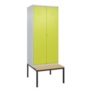 C+P PSA Doppel-Spind Classic PLUS, Bank, 2 Abteile, 2120x800x815mm, 7035/0024 Verschluss Zylinderschloss Sitzbanktyp untergebaut Material Sitzfläche Buche-Hartholz
