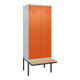 C+P PSA Doppel-Spind Classic PLUS, Bank, 2 Abteile, 2120x800x815mm, 7035/2004 Verschluss Zylinderschloss Sitzbanktyp auskragend Material Sitzfläche Buche-Hartholz-1