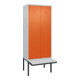 C+P PSA Doppel-Spind Classic PLUS, Bank, 2 Abteile, 2120x800x815mm, 7035/2004 Verschluss Zylinderschloss Sitzbanktyp auskragend Material Sitzfläche Kunststoff-1