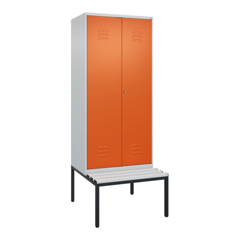 C+P PSA Doppel-Spind Classic PLUS, Bank, 2 Abteile, 2120x800x815mm, 7035/2004 Verschluss Zylinderschloss Sitzbanktyp untergebaut Material Sitzfläche Kunststoff