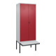 C+P PSA Doppel-Spind Classic PLUS, Bank, 2 Abteile, 2120x800x815mm, 7035/3003 Verschluss Sicherheits-Drehriegel Sitzbanktyp auskragend Material Sitzfläche Kunststoff-1