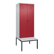 C+P PSA Doppel-Spind Classic PLUS, Bank, 2 Abteile, 2120x800x815mm, 7035/3003 Verschluss Sicherheits-Drehriegel Sitzbanktyp untergebaut Material Sitzfläche Kunststoff