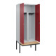 C+P PSA Doppel-Spind Classic PLUS, Bank, 2 Abteile, 2120x800x815mm, 7035/3003 Verschluss Zylinderschloss Sitzbanktyp auskragend Material Sitzfläche Buche-Hartholz-2