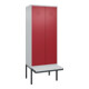 C+P PSA Doppel-Spind Classic PLUS, Bank, 2 Abteile, 2120x800x815mm, 7035/3003 Verschluss Zylinderschloss Sitzbanktyp auskragend Material Sitzfläche Kunststoff-1
