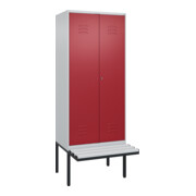 C+P PSA Doppel-Spind Classic PLUS, Bank, 2 Abteile, 2120x800x815mm, 7035/3003 Verschluss Zylinderschloss Sitzbanktyp auskragend Material Sitzfläche Kunststoff