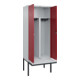 C+P PSA Doppel-Spind Classic PLUS, Bank, 2 Abteile, 2120x800x815mm, 7035/3003 Verschluss Zylinderschloss Sitzbanktyp auskragend Material Sitzfläche Kunststoff-2