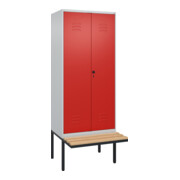 C+P PSA Doppel-Spind Classic PLUS, Bank, 2 Abteile, 2120x800x815mm, 7035/3020 Verschluss Sicherheits-Drehriegel Sitzbanktyp auskragend Material Sitzfläche Buche-Hartholz