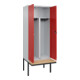 C+P PSA Doppel-Spind Classic PLUS, Bank, 2 Abteile, 2120x800x815mm, 7035/3020 Verschluss Sicherheits-Drehriegel Sitzbanktyp auskragend Material Sitzfläche Buche-Hartholz-2