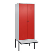 C+P PSA Doppel-Spind Classic PLUS, Bank, 2 Abteile, 2120x800x815mm, 7035/3020 Verschluss Sicherheits-Drehriegel Sitzbanktyp auskragend Material Sitzfläche Kunststoff
