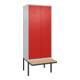 C+P PSA Doppel-Spind Classic PLUS, Bank, 2 Abteile, 2120x800x815mm, 7035/3020 Verschluss Zylinderschloss Sitzbanktyp auskragend Material Sitzfläche Buche-Hartholz-1