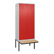 C+P PSA Doppel-Spind Classic PLUS, Bank, 2 Abteile, 2120x800x815mm, 7035/3020 Verschluss Zylinderschloss Sitzbanktyp auskragend Material Sitzfläche Buche-Hartholz