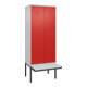 C+P PSA Doppel-Spind Classic PLUS, Bank, 2 Abteile, 2120x800x815mm, 7035/3020 Verschluss Zylinderschloss Sitzbanktyp auskragend Material Sitzfläche Kunststoff-1