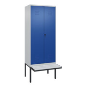 C+P PSA Doppel-Spind Classic PLUS, Bank, 2 Abteile, 2120x800x815mm, 7035/5010 Verschluss Sicherheits-Drehriegel Sitzbanktyp auskragend Material Sitzfläche Kunststoff