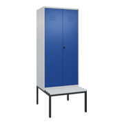 C+P PSA Doppel-Spind Classic PLUS, Bank, 2 Abteile, 2120x800x815mm, 7035/5010 Verschluss Sicherheits-Drehriegel Sitzbanktyp untergebaut Material Sitzfläche Kunststoff