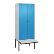 C+P PSA Doppel-Spind Classic PLUS, Bank, 2 Abteile, 2120x800x815mm, 7035/5012 Verschluss Sicherheits-Drehriegel Sitzbanktyp auskragend Material Sitzfläche Kunststoff