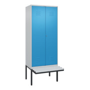 C+P PSA Doppel-Spind Classic PLUS, Bank, 2 Abteile, 2120x800x815mm, 7035/5012 Verschluss Zylinderschloss Sitzbanktyp auskragend Material Sitzfläche Kunststoff