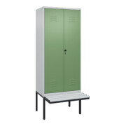 C+P PSA Doppel-Spind Classic PLUS, Bank, 2 Abteile, 2120x800x815mm, 7035/6011 Verschluss Sicherheits-Drehriegel Sitzbanktyp auskragend Material Sitzfläche Kunststoff