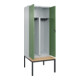 C+P PSA Doppel-Spind Classic PLUS, Bank, 2 Abteile, 2120x800x815mm, 7035/6011 Verschluss Sicherheits-Drehriegel Sitzbanktyp untergebaut Material Sitzfläche Buche-Hartholz-2