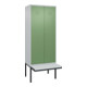 C+P PSA Doppel-Spind Classic PLUS, Bank, 2 Abteile, 2120x800x815mm, 7035/6011 Verschluss Zylinderschloss Sitzbanktyp auskragend Material Sitzfläche Kunststoff-1