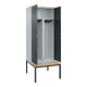 C+P PSA Doppel-Spind Classic PLUS, Bank, 2 Abteile, 2120x800x815mm, 7035/7016 Verschluss Zylinderschloss Sitzbanktyp untergebaut Material Sitzfläche Buche-Hartholz-1