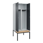 C+P PSA Doppel-Spind Classic PLUS, Bank, 2 Abteile, 2120x800x815mm, 7035/7016 Verschluss Zylinderschloss Sitzbanktyp untergebaut Material Sitzfläche Buche-Hartholz