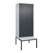 C+P PSA Doppel-Spind Classic PLUS, Bank, 2 Abteile, 2120x800x815mm, 7035/7016 Verschluss Zylinderschloss Sitzbanktyp untergebaut Material Sitzfläche Kunststoff