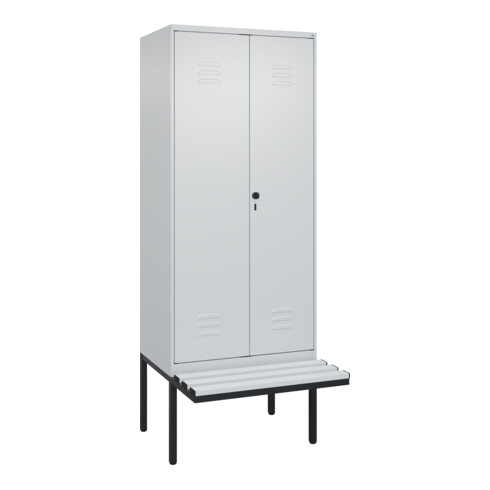 C+P PSA Doppel-Spind Classic PLUS, Bank, 2 Abteile, 2120x800x815mm, 7035/7035 Verschluss Sicherheits-Drehriegel Sitzbanktyp auskragend Material Sitzfläche Kunststoff