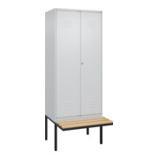 C+P PSA Doppel-Spind Classic PLUS, Bank, 2 Abteile, 2120x800x815mm, 7035/7035 Verschluss Zylinderschloss Sitzbanktyp auskragend Material Sitzfläche Buche-Hartholz