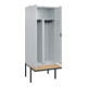 C+P PSA Doppel-Spind Classic PLUS, Bank, 2 Abteile, 2120x800x815mm, 7035/7035 Verschluss Zylinderschloss Sitzbanktyp auskragend Material Sitzfläche Buche-Hartholz