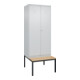 C+P PSA Doppel-Spind Classic PLUS, Bank, 2 Abteile, 2120x800x815mm, 7035/7035 Verschluss Zylinderschloss Sitzbanktyp untergebaut Material Sitzfläche Buche-Hartholz-1