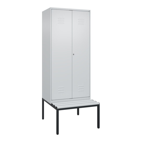 C+P PSA Doppel-Spind Classic PLUS, Bank, 2 Abteile, 2120x800x815mm, 7035/7035 Verschluss Zylinderschloss Sitzbanktyp untergebaut Material Sitzfläche Kunststoff