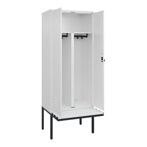 C+P PSA Doppel-Spind Classic PLUS, Bank, 2 Abteile, 2120x800x815mm, 9016/9016 Verschluss Sicherheits-Drehriegel Sitzbanktyp auskragend Material Sitzfläche Kunststoff