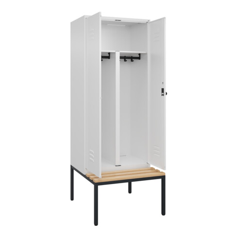 C+P PSA Doppel-Spind Classic PLUS, Bank, 2 Abteile, 2120x800x815mm, 9016/9016 Verschluss Sicherheits-Drehriegel Sitzbanktyp untergebaut Material Sitzfläche Buche-Hartholz