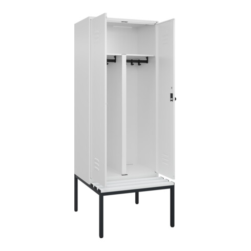 C+P PSA Doppel-Spind Classic PLUS, Bank, 2 Abteile, 2120x800x815mm, 9016/9016 Verschluss Sicherheits-Drehriegel Sitzbanktyp untergebaut Material Sitzfläche Kunststoff