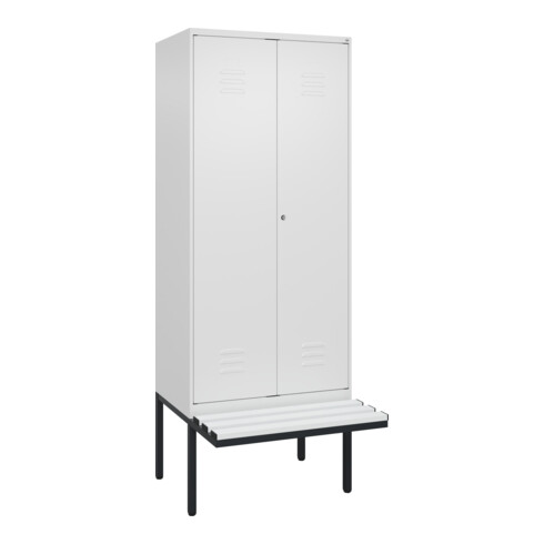 C+P PSA Doppel-Spind Classic PLUS, Bank, 2 Abteile, 2120x800x815mm, 9016/9016 Verschluss Zylinderschloss Sitzbanktyp auskragend Material Sitzfläche Kunststoff